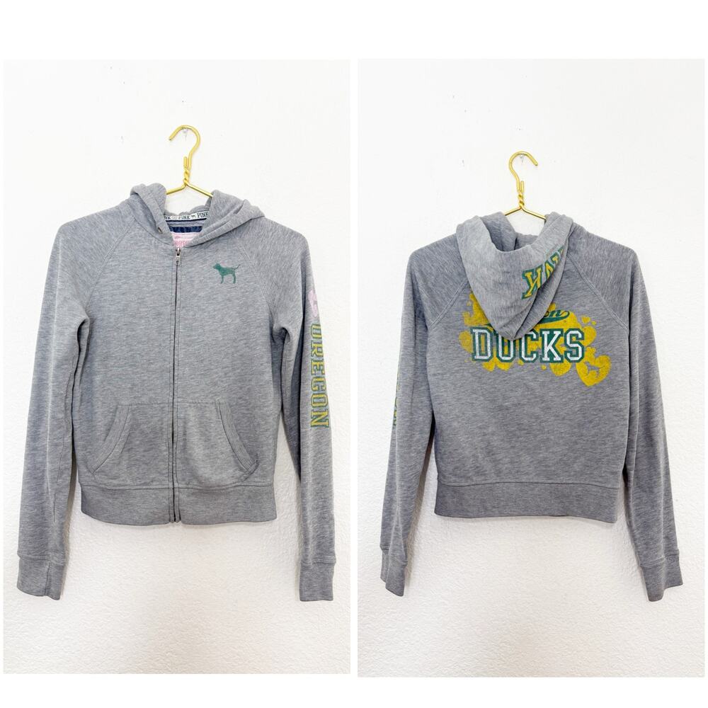 Y2K Victoria's Secret PINK University Zip Up Hoodie Small Oregon Ducks Vintage